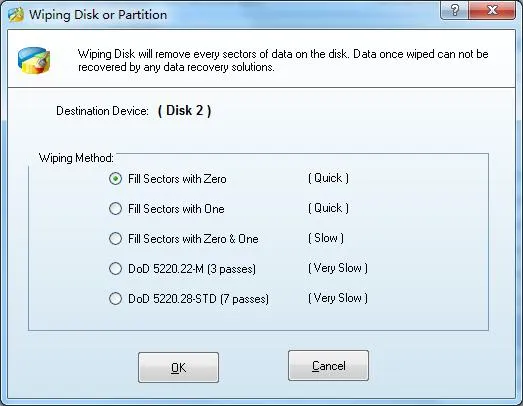 Wipe Disk avec Partition Wizard