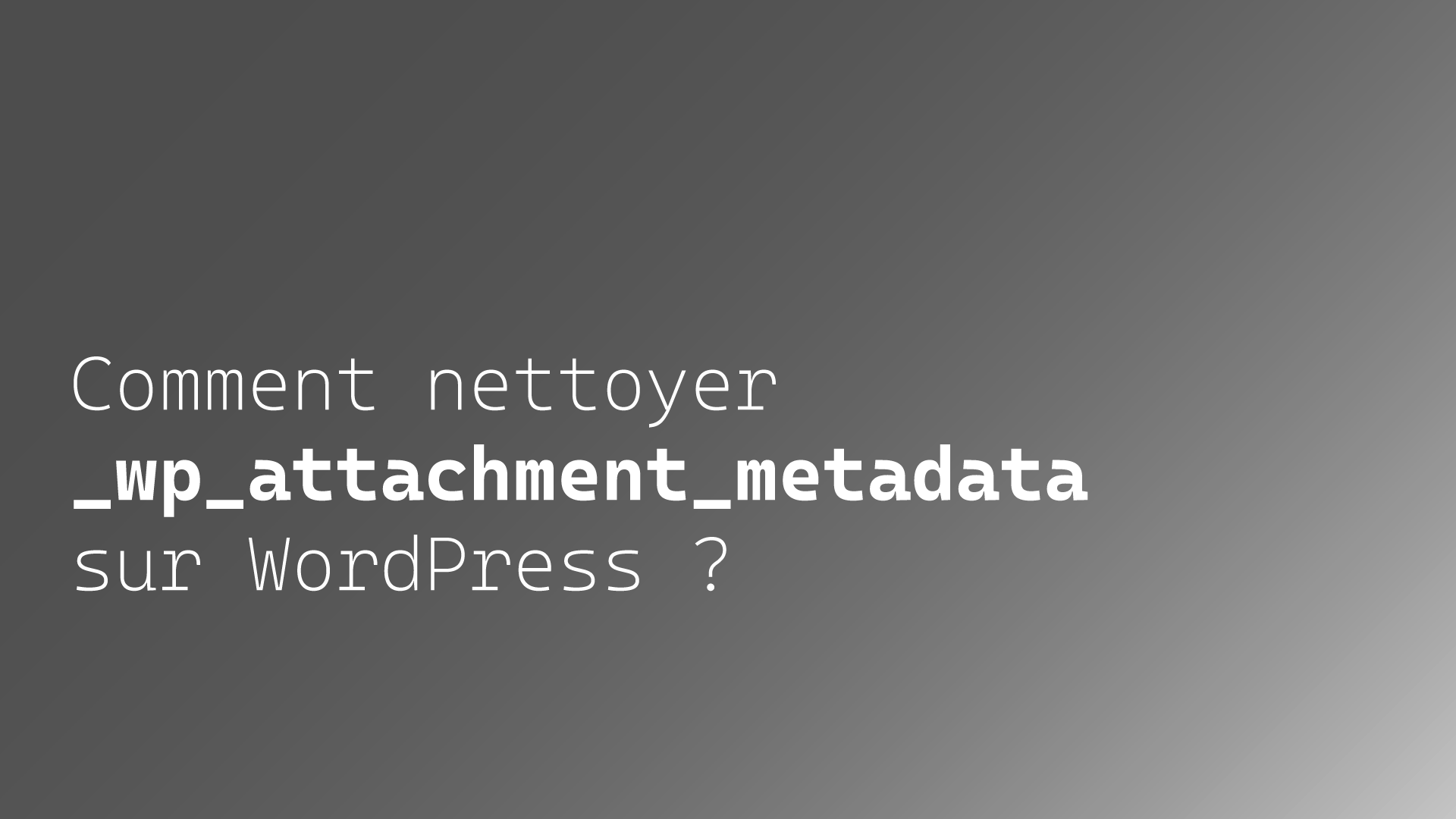 Comment nettoyer _wp_attachment_metadata sur WordPress